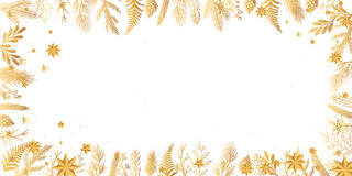 金色简约手绘圣诞节边框圣诞装饰展板背景